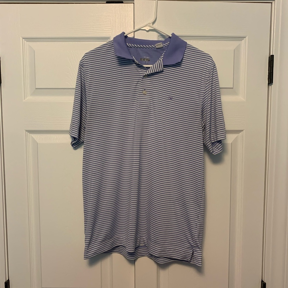 Purple striped golf shirt